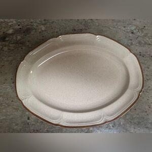 Baroque Hearthside Stoneware Cream and Brown Oval Serving Platter